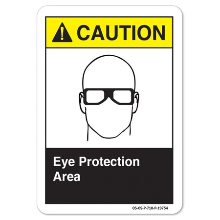 Signmission ANSI Caution Sign, Eye Protection Area, 14in X 10in Aluminum, 14" W, 10" H, Landscape OS-CS-A-1014-L-19754